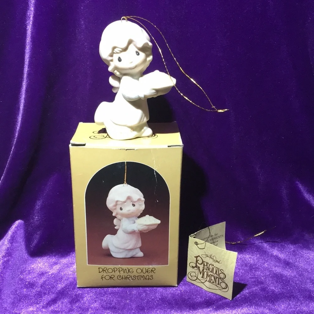 1982 Precious Moments dropping over for Christmas Ceramic Ornament